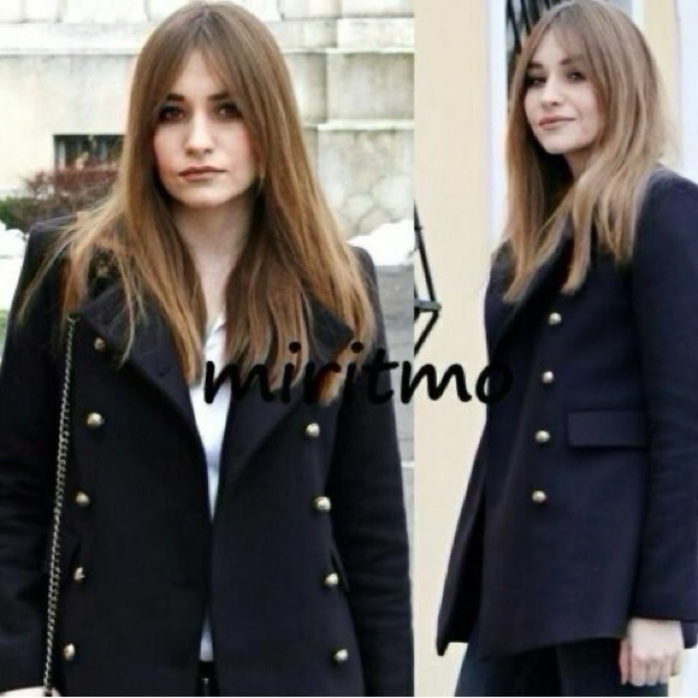 Zara Short Coat With Gold Metallic Buttons Black - Picture 11 of 12